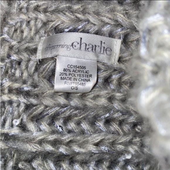 Charming Charlie Gray Sequin Cable Knit Headband Ear Warmer Winter One Size - Picture 9 of 9